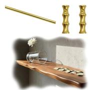 Anti Fall Cabinet Shelf Rail Bar 8 12 16 20 24 30 38 in, Aluminum Pole Guard Rail for Hanging Shelf, Metal Decor Shelf Fence Rod and Connector Posts(Gold C,20in/51cm)