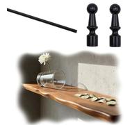 Anti Fall Cabinet Shelf Rail Bar 8 12 16 20 24 30 38 in, Aluminum Pole Guard Rail for Hanging Shelf, Metal Decor Shelf Fence Rod and Connector Posts(Black a,22in/56cm)