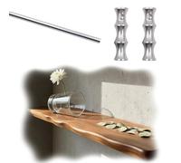 Anti Fall Cabinet Shelf Rail Bar 8 12 16 20 24 30 38 in, Aluminum Pole Guard Rail for Hanging Shelf, Metal Decor Shelf Fence Rod and Connector Posts(Silver C,32in/81cm)