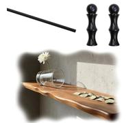 Anti Fall Cabinet Shelf Rail Bar 8 12 16 20 24 30 38 in, Aluminum Pole Guard Rail for Hanging Shelf, Metal Decor Shelf Fence Rod and Connector Posts(Black B,34in/86cm)