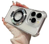 Anti-Fall Phone Case with Invisible Ring Stand for Samsung, Electroplated Magnetic Stand Mobile Phone Cases for Samsung,Four Corners Airbag Ultra Thin Case (Transparent,S23)