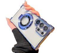 Anti-Fall Phone Case with Invisible Ring Stand for Samsung, Electroplated Magnetic Stand Mobile Phone Cases for Samsung,Four Corners Airbag Ultra Thin Case (Blue,S23Ultra)