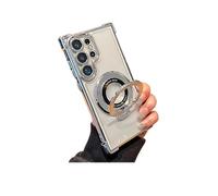 Anti-Fall Phone Case with Invisible Ring Stand for Samsung, Electroplated Magnetic Stand Mobile Phone Cases for Samsung,Four Corners Airbag Ultra Thin Case (Silver,S23Ultra)