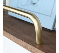 Anti-Fall Rail Set Enclosure for Floating Shelves, Tipping Shelf Guard Rail with Solid Brass Pole, 20-90 cm Long Round Tube Barrier Decorative Rod(Brass-Dia 6mm,25cm/9.8in)