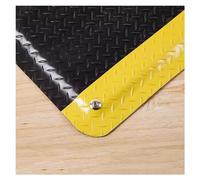Anti-Fatigue Mat with Yellow Border, 0.8in Thick, for Industrial Sites, Warehouses, Workshops, Black, 90x150cm/35.4x59.1in