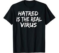 Anti Hatred Real Virus - Social Distance - Hate is a Virus T-Tshirts Camisetas y Tops Black(X-Large)