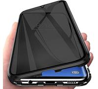 Anti Peeping Funda Compatible con Realme 12 Pro/ 12 Pro+, Carcasa 360 Grados Protección Adsorción Magnética Metal Case Anti Espía Vidrio Templado, Privacidad Protector de Lente de Cámara Funda,Negro