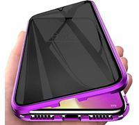 Anti Peeping Funda Compatible con Samsung Galaxy A16, Funda Antiespía Adsorción Magnética Metal Bumper Cover 360 Protectora, Anti-Spy Protección privacidad Vidrio Templado Carcasa,Morado
