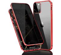 Anti Peeping Funda Compatible para iPhone 14 Pro Max, Funda Antiespía Adsorción Magnética Metal Bumper Cover 360 Protectora, Anti-Spy Protección privacidad Vidrio Templado Anti Peep Carcasa,Rojo