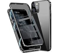 Anti Peeping Funda Compatible para iPhone 14 Pro Max, Funda Antiespía Adsorción Magnética Metal Bumper Cover 360 Protectora, Anti-Spy Protección privacidad Vidrio Templado Anti Peep Carcasa,Negro