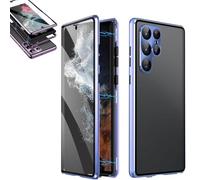 Anti-Peeping Magnetic Tempered Glass Double-Sided Phone Case for Samsung S21-25 Series, Double Sided Tempered Glass Full Screen Covered, Anti-Drop (S25Ultra,Blue*HD)