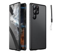 Anti-Peeping Magnetic Tempered Glass Double-Sided Phone Case for Samsung S25/24/23/22/21 Series, Privacy Magnetic Case, All-Round Protection Anti-Drop (S24ultra,Black)