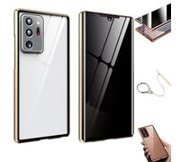Anti-Peeping Magnetic Tempered Glass Double-Sided Phone Case for Samsung S25/S24/S23/S22/S21 Series, 360 All-Round Protection & Anti-Drop (for Samsung S21FE,Gold)