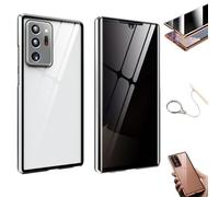 Anti-Peeping Magnetic Tempered Glass Double-Sided Phone Case for Samsung S25/S24/S23/S22/S21 Series, 360 All-Round Protection & Anti-Drop (for Samsung S24FE,Silver)