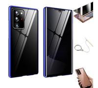 Anti-Peeping Magnetic Tempered Glass Double-Sided Phone Case for Samsung S25/S24/S23/S22/S21 Series, 360 All-Round Protection & Anti-Drop (for note10plus,Blue)