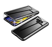 Anti-pío Carcasa para Samsung Galaxy Note 9 Funda Antiespía Adsorción Magnética 360 Grados Anti-Spy Protección privacidad Vidrio Templado Frontal y Posterior Anti Peep Case Metal Flip Cover,Negro