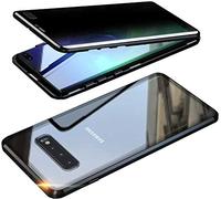 Anti-pío Carcasa para Samsung Galaxy S10 Funda antiespía adsorción magnética 360 Grados Anti-Spy Protección privacidad Vidrio Templado Frontal y Posterior Anti Peep Case Marco Metal Flip Cover,Negro