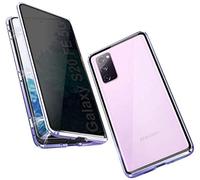 Anti-pío Carcasa para Samsung Galaxy S20 FE Funda Antiespía Adsorción Magnética 360 Grados Anti-Spy Protección privacidad Vidrio Templado Frontal y Posterior Anti Peep Case Metal Flip Cover,Lavanda