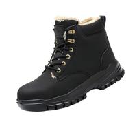 Anti Puncture Labor Insurance Shoes Non Slip Head Shoes Construction Wear High Top Work Boots Zapatos Negro Hombre Invierno, Negro , 44 EU