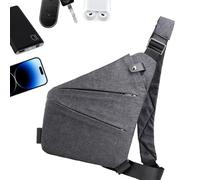 Anti robo - Bolsa de viaje para hombres - Bolsa pequeña para hombres, impermeable anti robo - Bolsa de cuerpo - Bolsa de hombro con correas para hombres, personas, gris, ver descripción