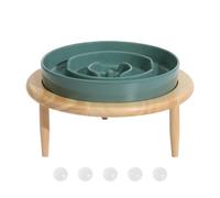 Anti Skid Dog Bowl - Space Saver Slow Feeder, Pet Feeder with Detachable Wood Stand, Puppy Bowls with Interactive Maze Design, Pet Feeding Station Accessories, Feline Bowl for Daily Use
