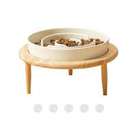 Anti Skid Dog Bowl - Space Saver Slow Feeder, Pet Feeder with Detachable Wood Stand, Puppy Bowls with Interactive Maze Design, Pet Feeding Station Accessories, Feline Bowl for Daily Use