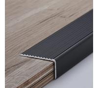 Anti-Slip Aluminum Stair Treads for Tile/Wood/Laminate,Transition Strip L-Shaped Flooring Transition for Staircase, Edge Protector Decoration, Edging Trim Strip(Black)