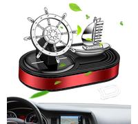 Anti-Slip Car Decoration, Solar Car Air Freshener, Rotating Car Scent Diffuser, 11.5x7x6.5 cm, Car Air Freshener with Anti-Slip Base for Home and Vehicle Decoration, Red and Black