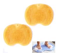 Anti-Slip Silicone Massage Bath Mat - Dual Back & Foot Scrubber for Shower, Secure Suction for Seniors & All (Yellow)