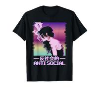 Anti Social Anime Girl Vaporwave Aesthetic Japanese Sad Girl Camiseta