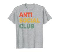 Anti Social Club - Introvertido - Antisocial - Jugador sarcástico Camiseta, Hombre, Gris Jaspeado, S