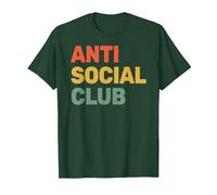 Anti Social Club - Introvertido - Antisocial - Jugador sarcástico Camiseta, Hombre, Verde Bosque, S