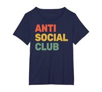 Anti Social Club - Introvertido - Antisocial - Jugador sarcástico Camiseta, Mujer Tallas Grandes, Azul Marino, 6XL Grande