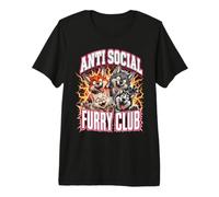 Anti Social Peludo Club Fox Lobo Gato Husky Camiseta Premium