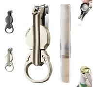 Anti-Splash Nail Clippers with Magnifying Glass, 2-in-1 Anti-Splash Nail Clipper and Bottle Opener with Fun Violin-Shape for Fingernails & Toenails (Champagne)