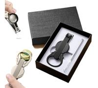 Anti-Splash Nail Clippers with Magnifying Glass, 3-in-1 Multi-Functional Violin-Shape Design Clipper and Bottle Opener, Detachable Stainless Steel Tool for Elderly Toenails Care (Black with Box)