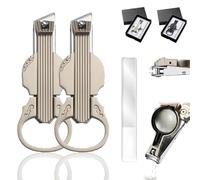 Anti-Splash Nail Clippers with Magnifying Glass, Multi-Functional Violin-Shape Anti, 2-in-1 Stainless Steel Trimmer, Stainless Steel, for Toenails & Fingernails (B Champagne 2Pcs)