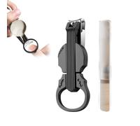 Anti-Splash Nail Clippers with Magnifying Glass, Multi-Functional Violin-Shape Anti-Splash Nail Clipper, 2-in-1 Stainless Steel Nail Trimmer with Bottle Opener (Black-A)