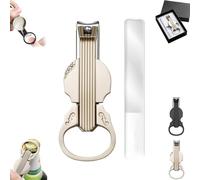 Anti-Splash Nail Clippers with Magnifying Glass, Multi-Functional Violin-Shape Anti-Splash Nail Clipper, Stainless Steel, for Fingernail Toenails, Used As a Bottle Opener (Champagne)