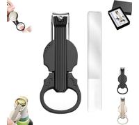 Anti-Splash Nail Clippers with Magnifying Glass, Multi-Functional Violin-Shape Anti-Splash Nail Clipper, Stainless Steel, for Fingernail Toenails, Used As a Bottle Opener (Black)