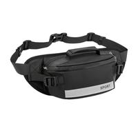 Anti--Theft Fanny Pack, Nylon Waist Bag, Reflective Running Accessory, Spacious Zippered Pocket, Ajustable Strap Design, Perfecto para correr y vacaciones Deportes, Negro , Se référer au descriptif