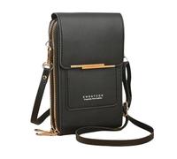 Anti Theft Leather Bag, Touchscreen Crossbody Phone Purse for Women (Black)