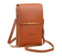Anti Theft Leather Bag, Touchscreen Crossbody Phone Purse for Women (Brown)