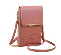 Anti Theft Leather Bag, Touchscreen Crossbody Phone Purse for Women (Dark Pink)