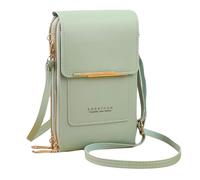 Anti Theft Leather Bag, Touchscreen Crossbody Phone Purse for Women (Green)