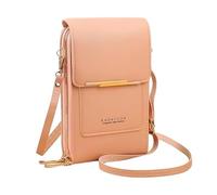 Anti Theft Leather Bag, Touchscreen Crossbody Phone Purse for Women (Light Pink)