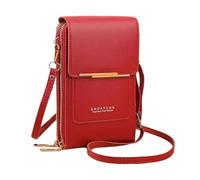 Anti Theft Leather Bag, Touchscreen Crossbody Phone Purse for Women (Red)