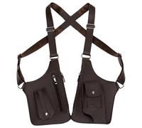 Anti Theft Multi Pocket Bag - Anti Theft Harness Adjustable, Underarm Shoulder Bag For Men | PU Leather Shoulder Pouch, Multi-Pocket Double-Shoulder Bag, Anti Theft Harness For Men, dark brown