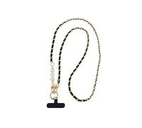 Anti-theft phone lanyard for women, long neck and shoulder phone chain, universal lanyard, long crossbody pearl phone chain(Black)
