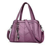 Anti Theft Shoulder Bags For Women Western Purse Boho Top Handle Satchel Handbag With Strap Luxury Travel Bag(Purple)
